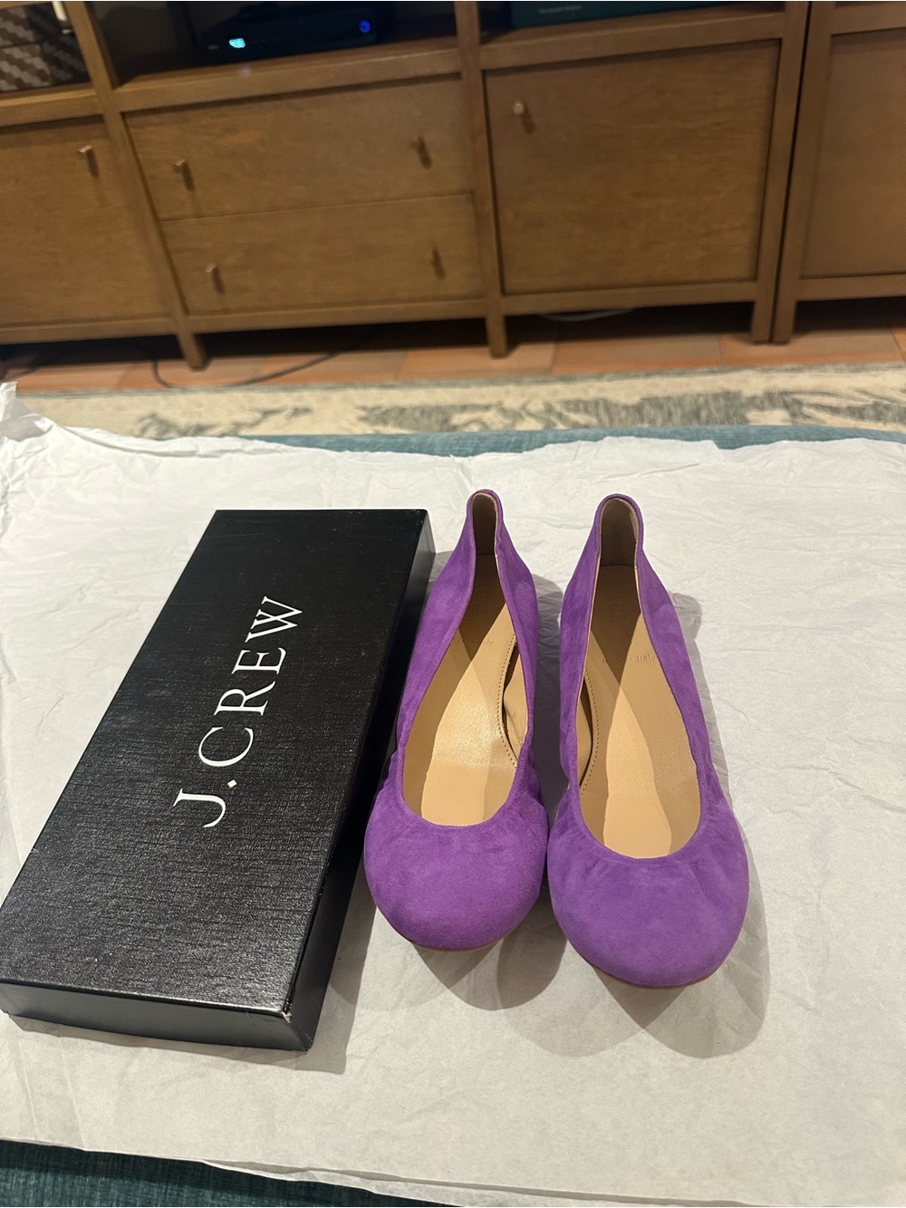 J. Crew Violet Cece Suede Ballet Flats